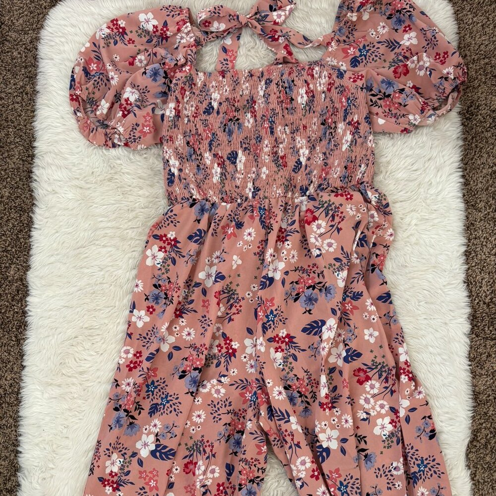 Floral Pink Jumpsuit with Elastic Top | Amazon | 2XL